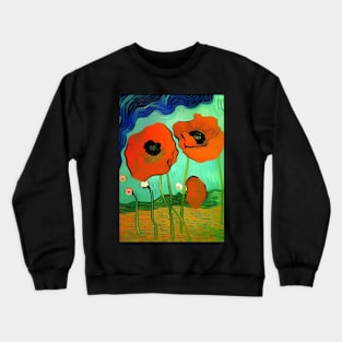 LOVELY RED POPPIES VAN GOGH STYLE Crewneck Sweatshirt